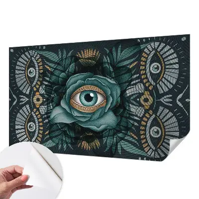 Papel mural con patrón decorativo con motivo ojo de flor
