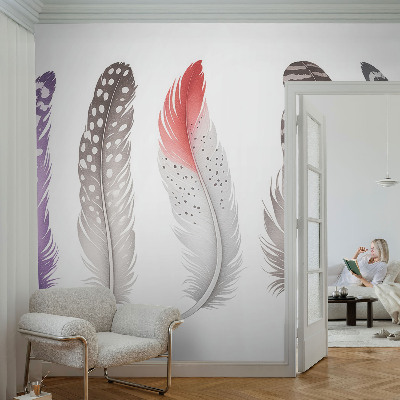 Papel mural texturado decorativo Plumas estampadas