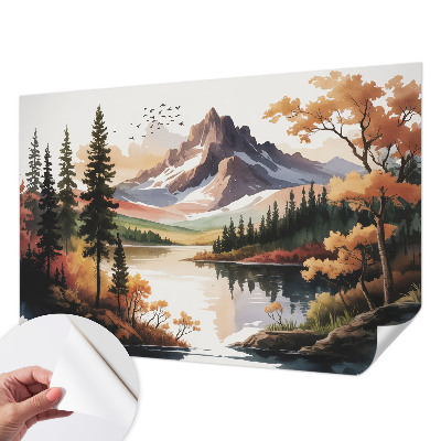 Mural de pared con estampado hermoso Otoño en la montaña