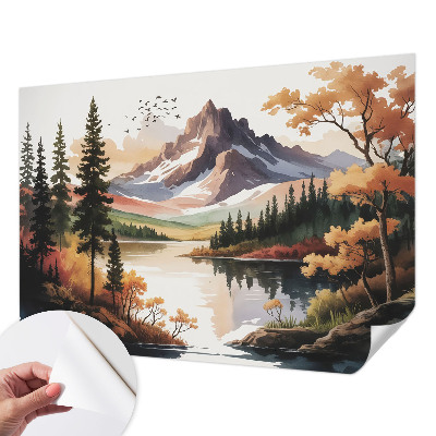 Mural de pared con estampado hermoso Otoño en la montaña
