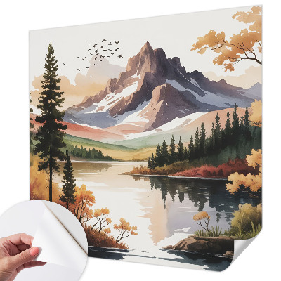 Mural de pared con estampado hermoso Otoño en la montaña