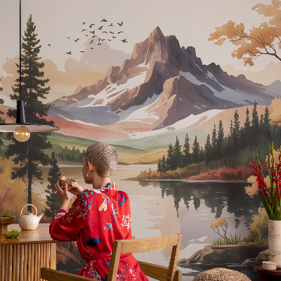 Mural de pared con estampado hermoso Otoño en la montaña