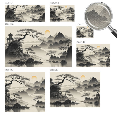 Papel mural texturado decorativo Paisaje oriental