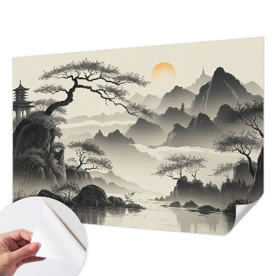 Papel mural texturado decorativo Paisaje oriental