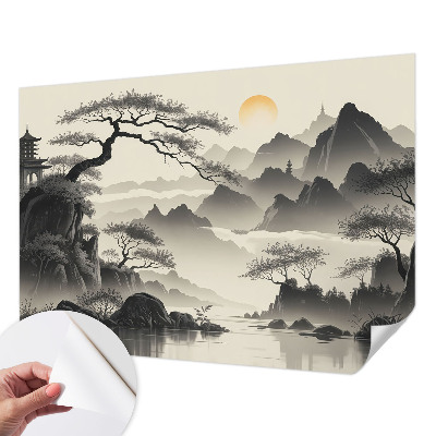 Papel mural texturado decorativo Paisaje oriental