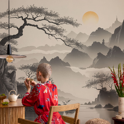 Papel mural texturado decorativo Paisaje oriental