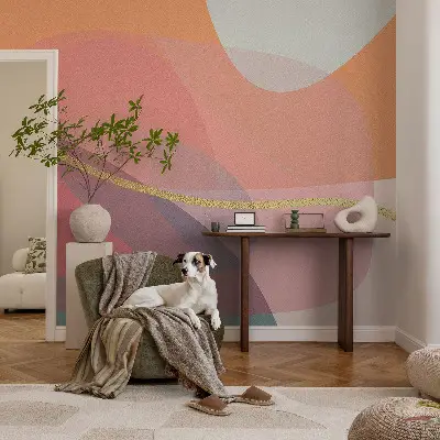 Papel mural texturado decorativo con motivos de formas coloridas