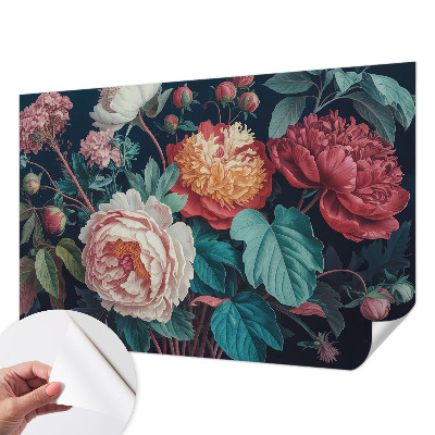 Papel mural con patrón decorativo con flores coloridas
