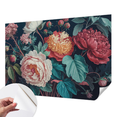 Papel mural con patrón decorativo Flores coloridas