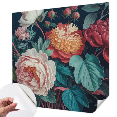 Papel mural con patrón decorativo Flores coloridas