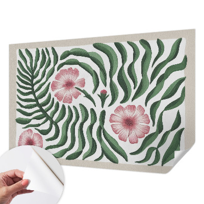 Fotomural decorativo para cabecero de cama con diseño de flores y hojas