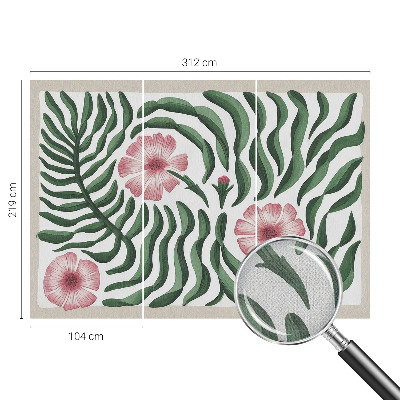 Fotomural decorativo para cabecero de cama Flores hojas