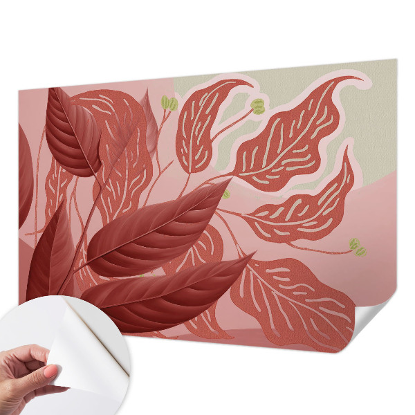 Mural de pared con estampado hermoso hojas orgánicas