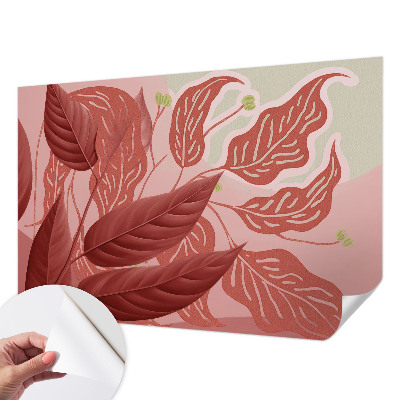 Mural de pared con estampado hermoso hojas orgánicas