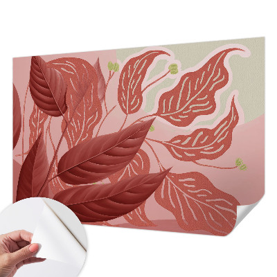 Mural de pared con estampado hermoso hojas orgánicas