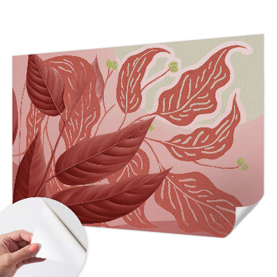 Mural de pared con estampado hermoso hojas orgánicas