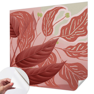 Mural de pared con estampado hermoso hojas orgánicas