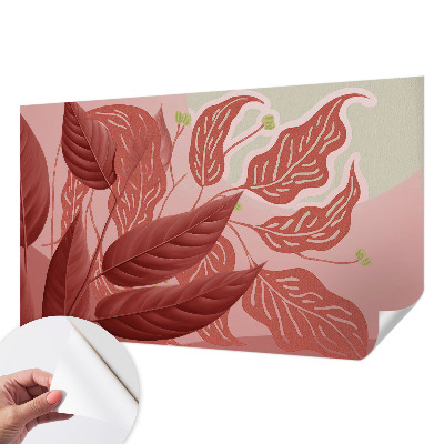 Mural de pared con estampado hermoso hojas orgánicas