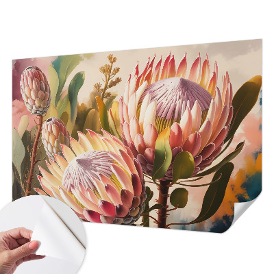 Papel mural texturado decorativo con diseño de flores de protea