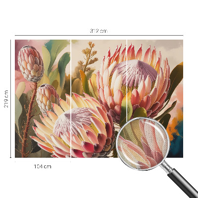 Papel mural texturado decorativo flores de protea