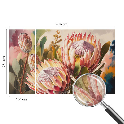 Papel mural texturado decorativo con diseño de flores de protea