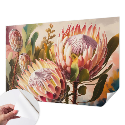 Papel mural texturado decorativo con diseño de flores de protea