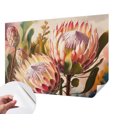 Papel mural texturado decorativo con diseño de flores de protea
