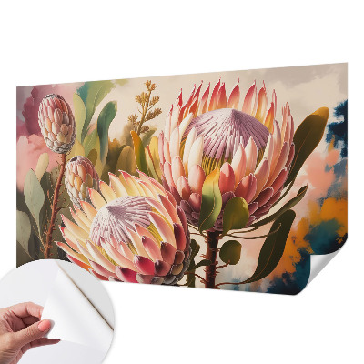 Papel mural texturado decorativo con diseño de flores de protea