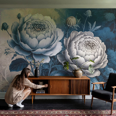 Fotomural decorativo para cabecero de cama Flores románticas