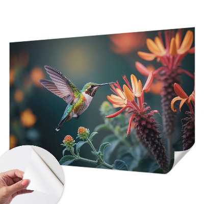 Papel mural texturado decorativo Flores de colibrí