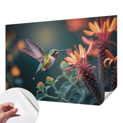 Papel mural texturado decorativo Flores de colibrí