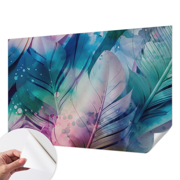 Mural de pared con estampado hermoso Plumas coloridas