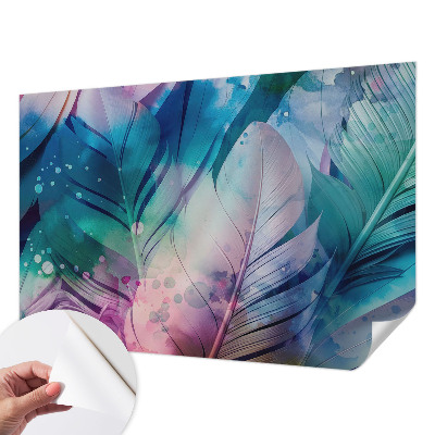 Mural de pared con estampado hermoso con plumas coloridas