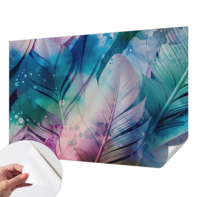 Mural de pared con estampado hermoso Plumas coloridas