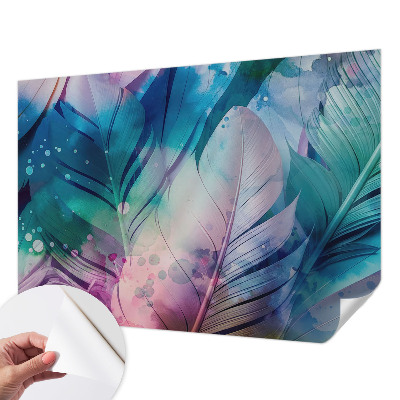 Mural de pared con estampado hermoso Plumas coloridas