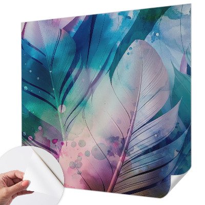 Mural de pared con estampado hermoso Plumas coloridas