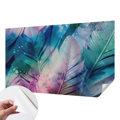 Mural de pared con estampado hermoso Plumas coloridas