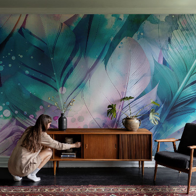 Mural de pared con estampado hermoso Plumas coloridas