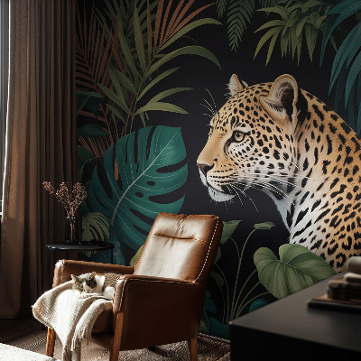 Papel mural con patrón decorativo Leopardo exótico