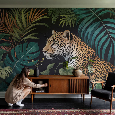 Papel mural con patrón decorativo Leopardo exótico