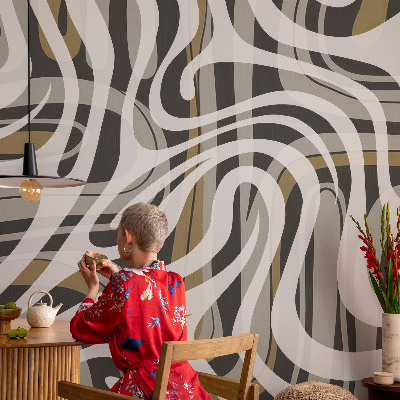 Mural de pared con estampado hermoso Líneas abstractas