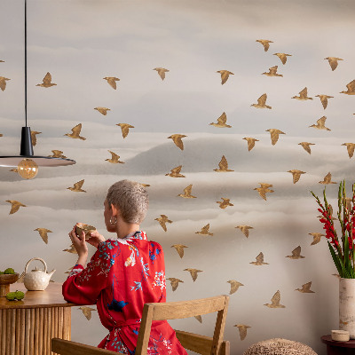 Papel mural con patrón decorativo Pájaros en vuelo