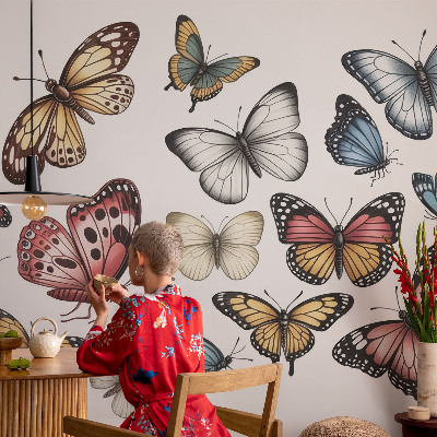 Fotomural decorativo para cabecero de cama Mariposas del paraíso