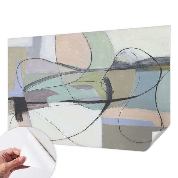 Papel mural con patrón decorativo Líneas pastel