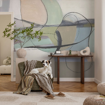 Papel mural con patrón decorativo Líneas pastel