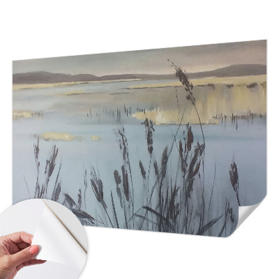 Fotomural decorativo para cabecero de cama con el motivo de un lago tranquilo