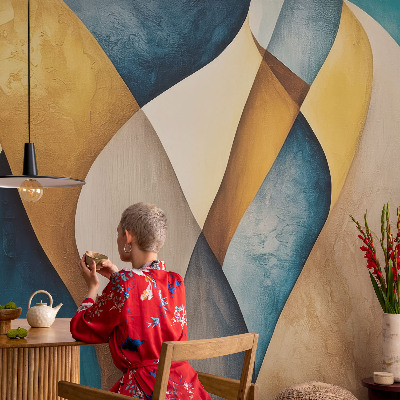 Papel mural con patrón decorativo abstracción ondulada