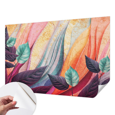 Mural de pared con estampado hermoso con hojas abstractas