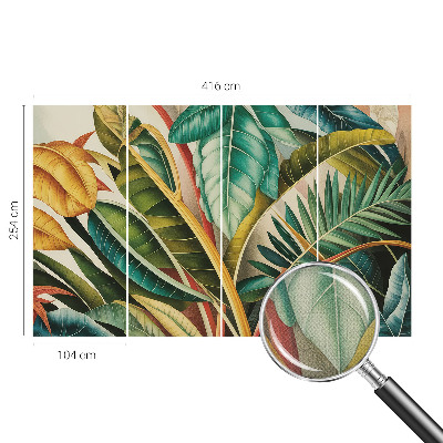 Papel mural con patrón decorativo Hojas exóticas