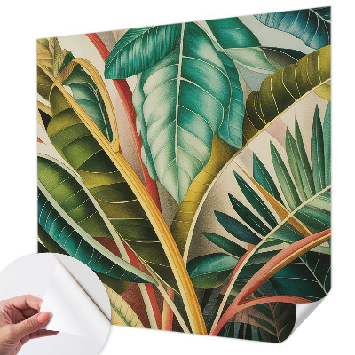 Papel mural con patrón decorativo Hojas exóticas